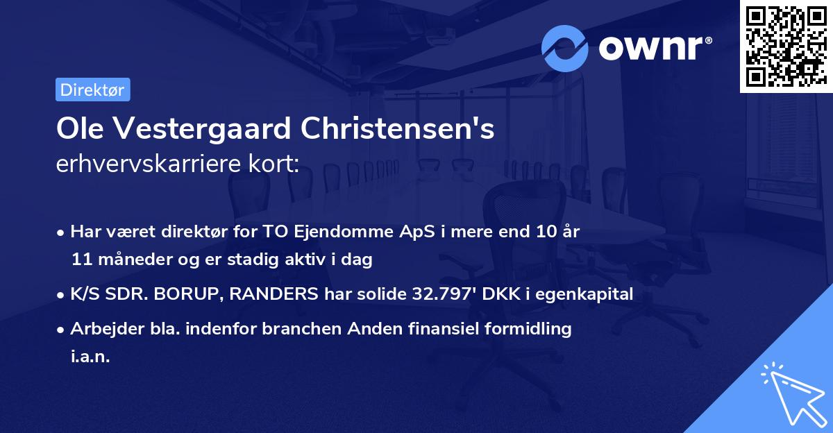Ole Vestergaard Christensen's erhvervskarriere kort