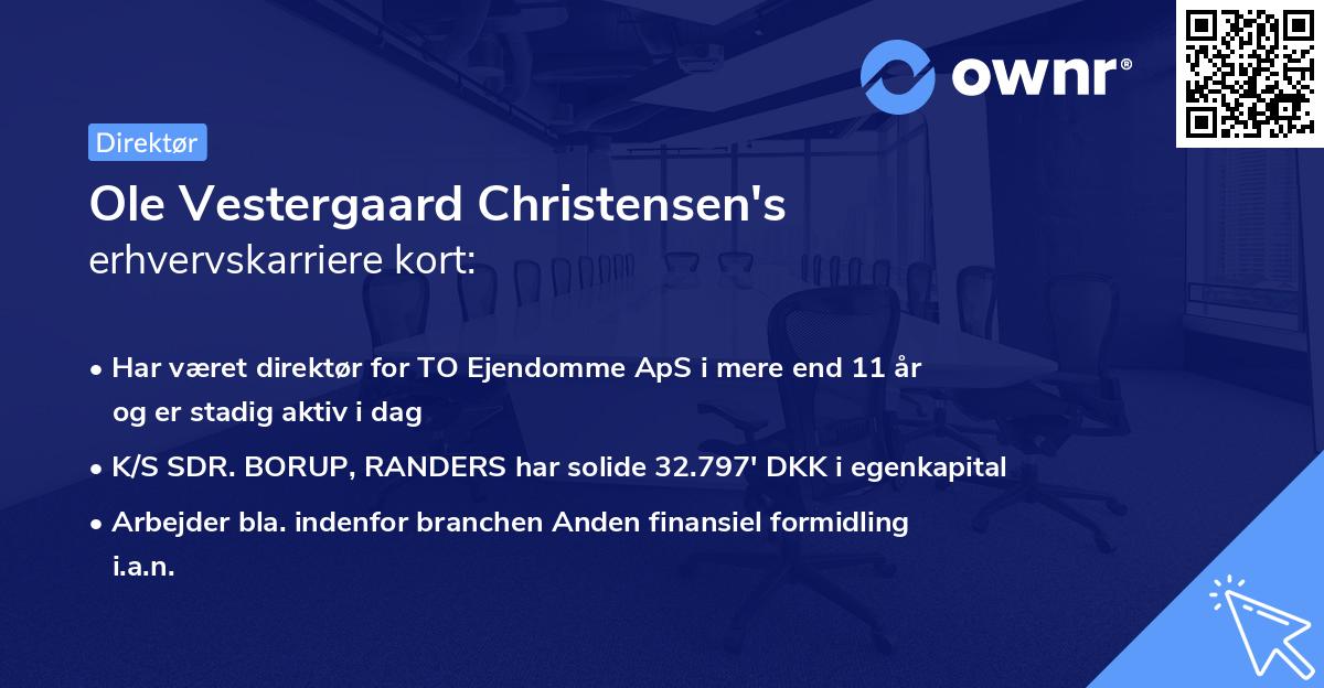 Ole Vestergaard Christensen's erhvervskarriere kort