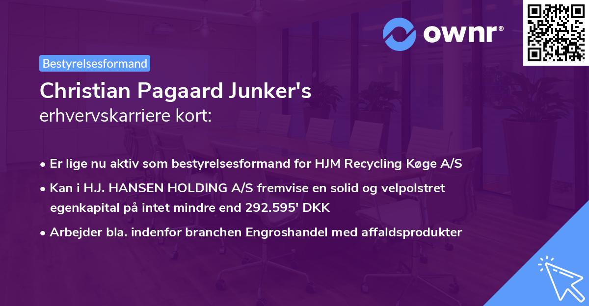 Christian Pagaard Junker's erhvervskarriere kort