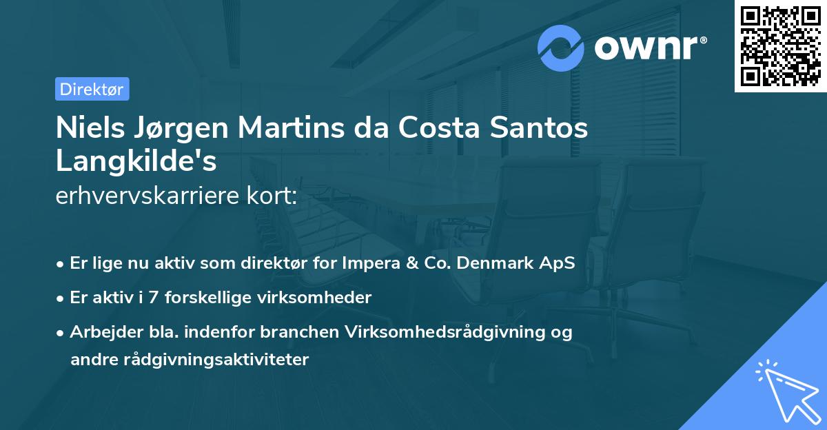 Niels Jørgen Martins da Costa Santos Langkilde's erhvervskarriere kort