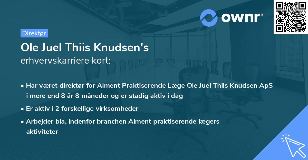 Ole Juel Thiis Knudsen's erhvervskarriere kort