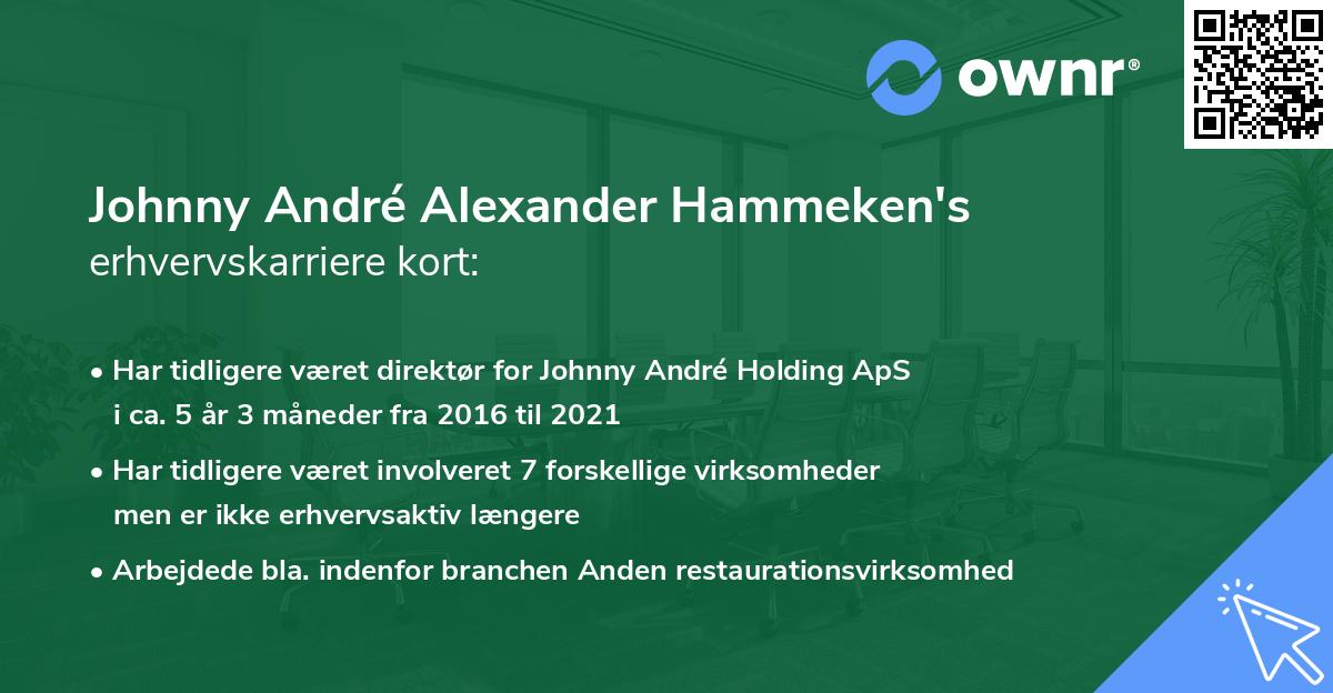 Johnny André Alexander Hammeken's erhvervskarriere kort