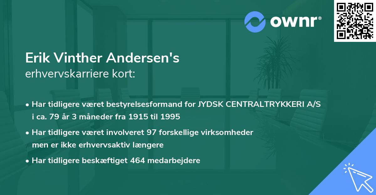 Erik Vinther Andersen's erhvervskarriere kort