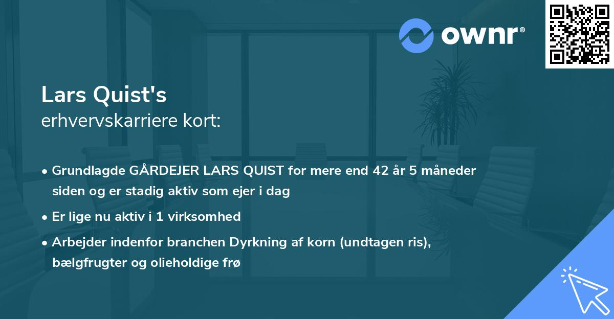 Lars Quist's erhvervskarriere kort