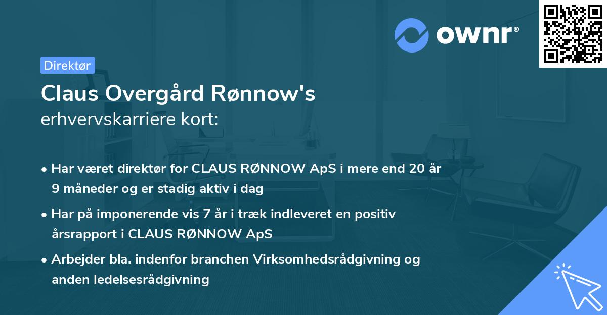 Claus Overgård Rønnow's erhvervskarriere kort