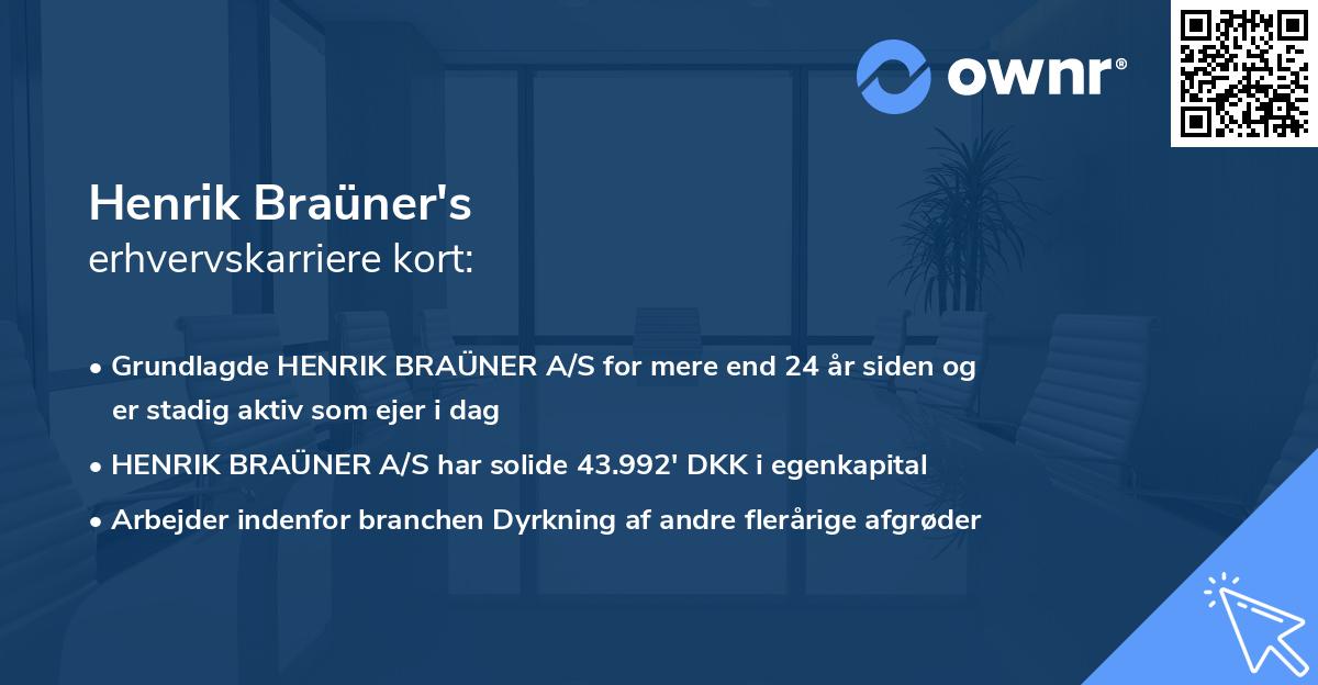 Henrik Braüner's erhvervskarriere kort