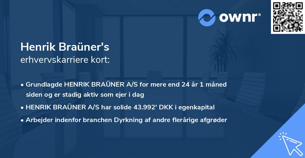 Henrik Braüner's erhvervskarriere kort