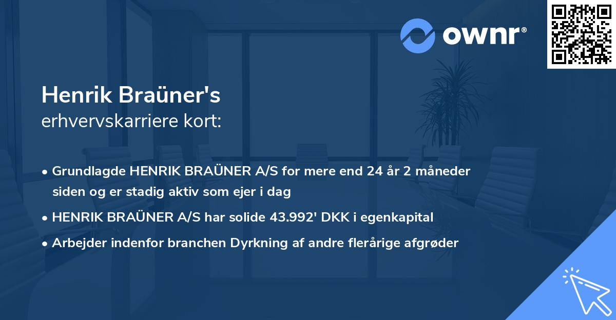 Henrik Braüner's erhvervskarriere kort