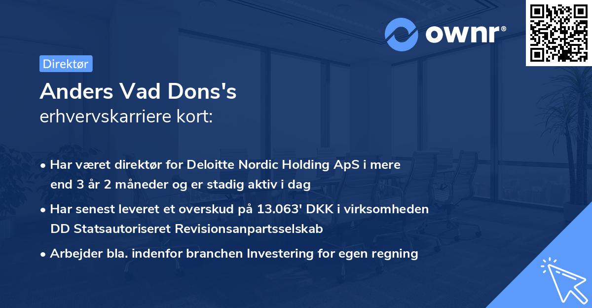 Anders Vad Dons's erhvervskarriere kort