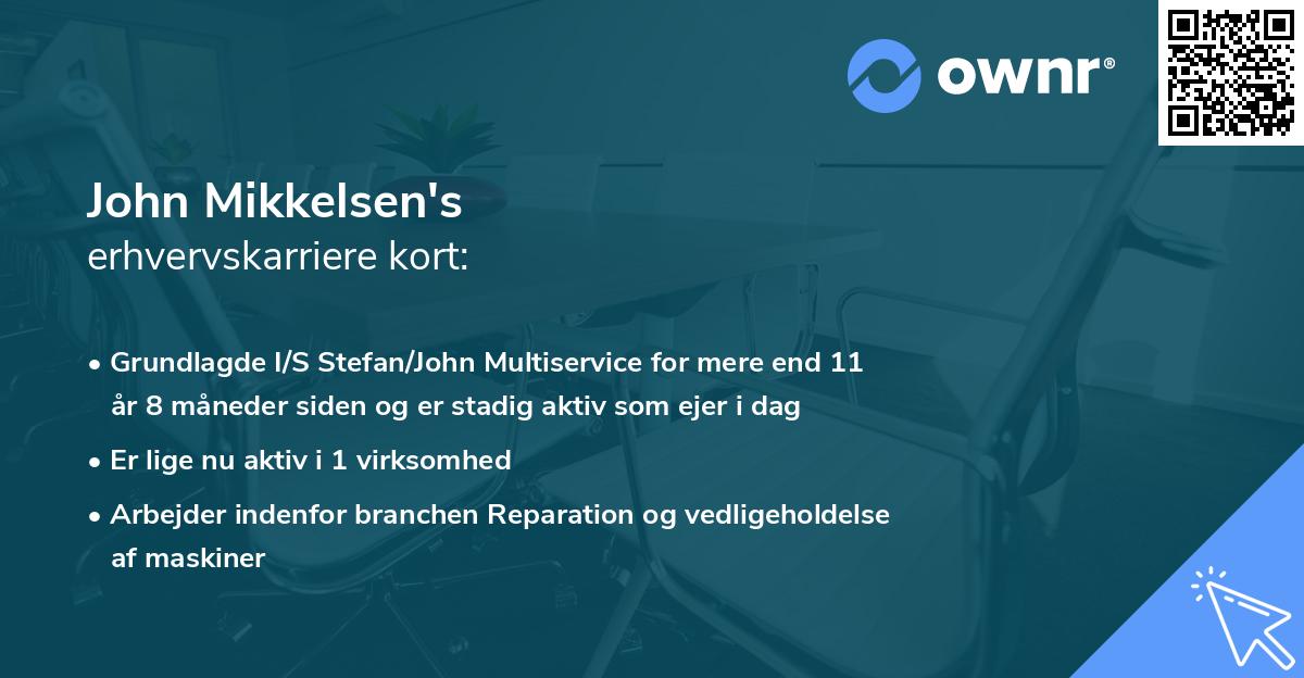 John Mikkelsen's erhvervskarriere kort