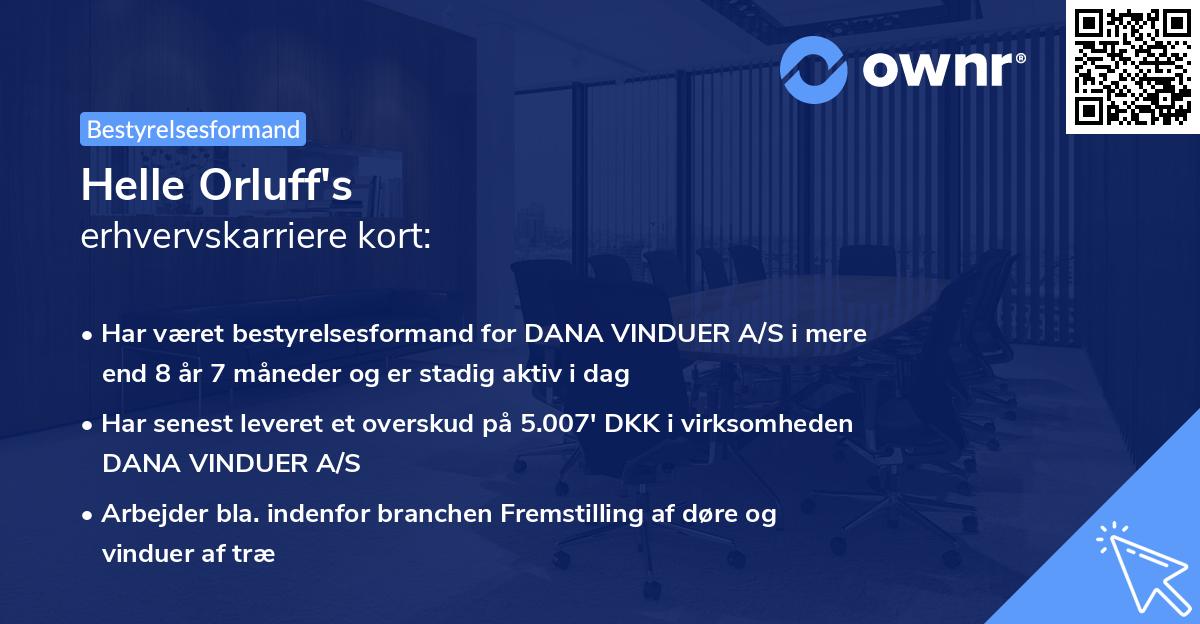 Helle Orluff's erhvervskarriere kort