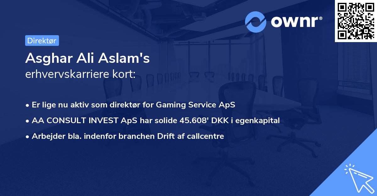Asghar Ali Aslam's erhvervskarriere kort