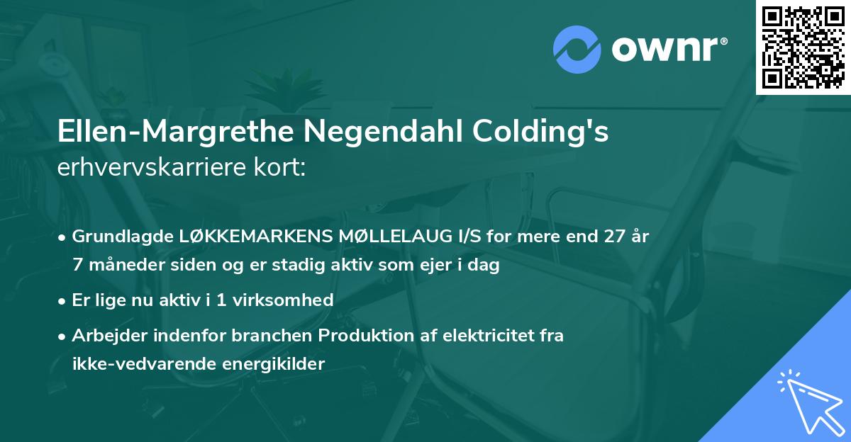 Ellen-Margrethe Negendahl Colding's erhvervskarriere kort