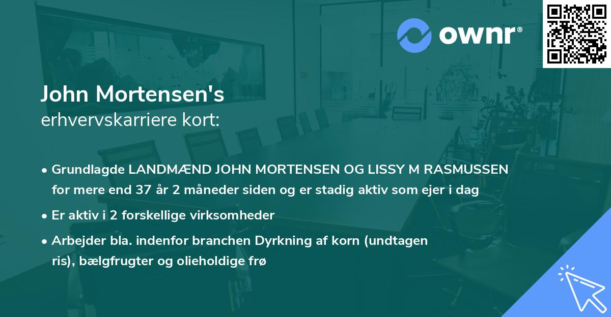 John Mortensen's erhvervskarriere kort
