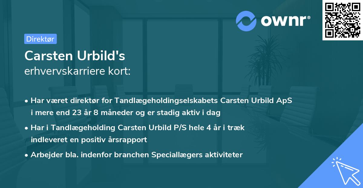 Carsten Urbild's erhvervskarriere kort