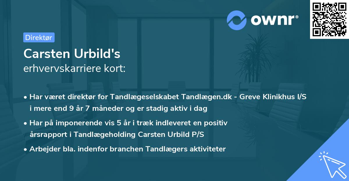 Carsten Urbild's erhvervskarriere kort