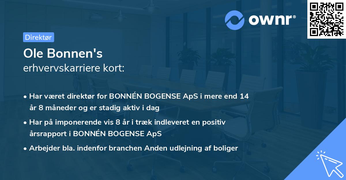 Ole Bonnen's erhvervskarriere kort