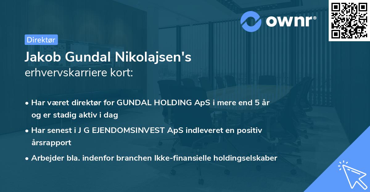 Jakob Gundal Nikolajsen's erhvervskarriere kort