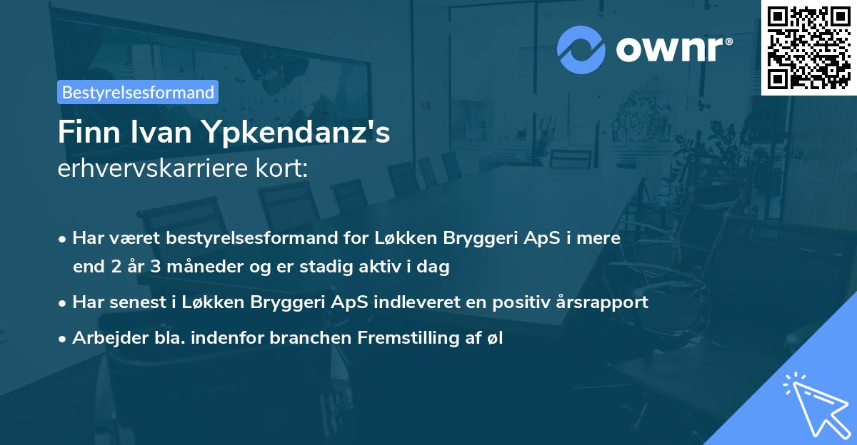 Finn Ivan Ypkendanz's erhvervskarriere kort