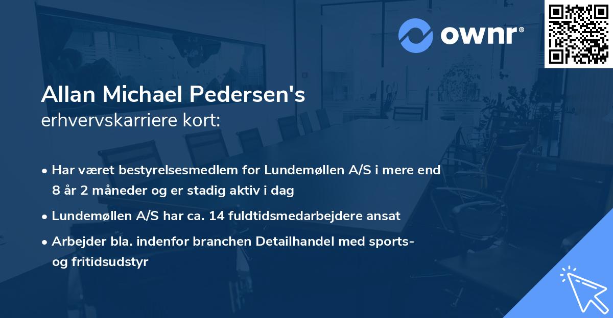 Allan Michael Pedersen's erhvervskarriere kort