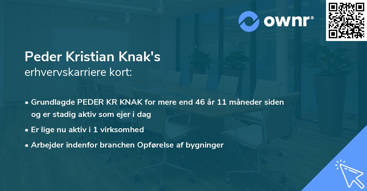Peder Kristian Knak's erhvervskarriere kort