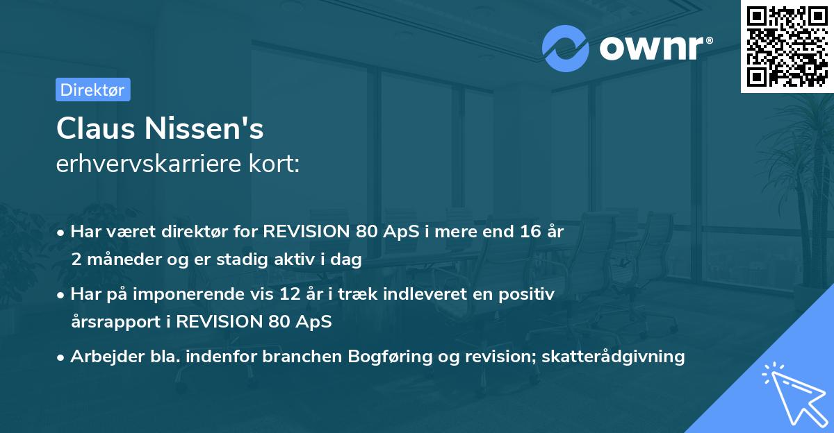 Claus Nissen's erhvervskarriere kort