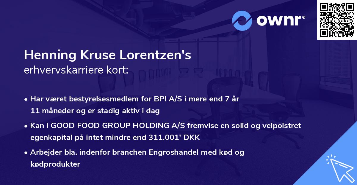 Henning Kruse Lorentzen's erhvervskarriere kort