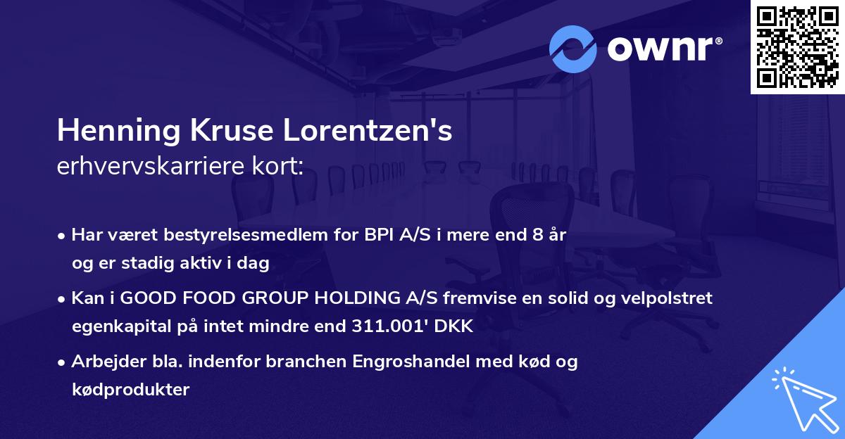 Henning Kruse Lorentzen's erhvervskarriere kort