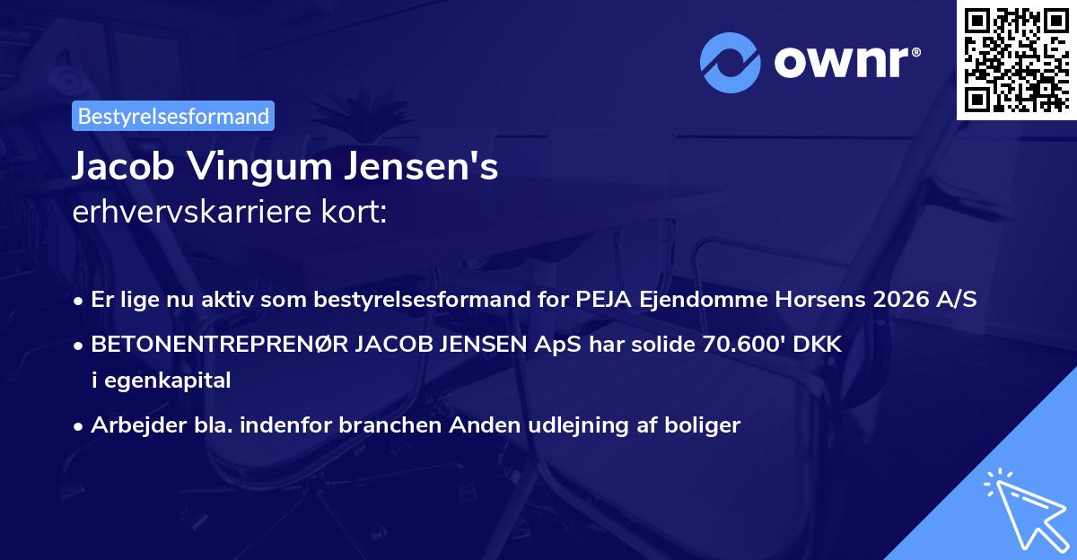 Jacob Vingum Jensen's erhvervskarriere kort