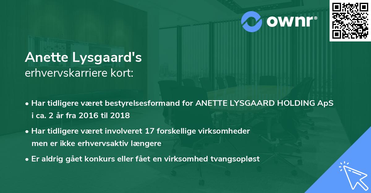 Anette Lysgaard's erhvervskarriere kort