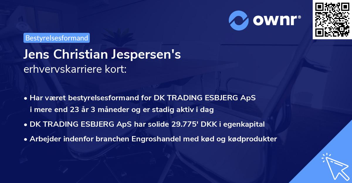 Jens Christian Jespersen's erhvervskarriere kort