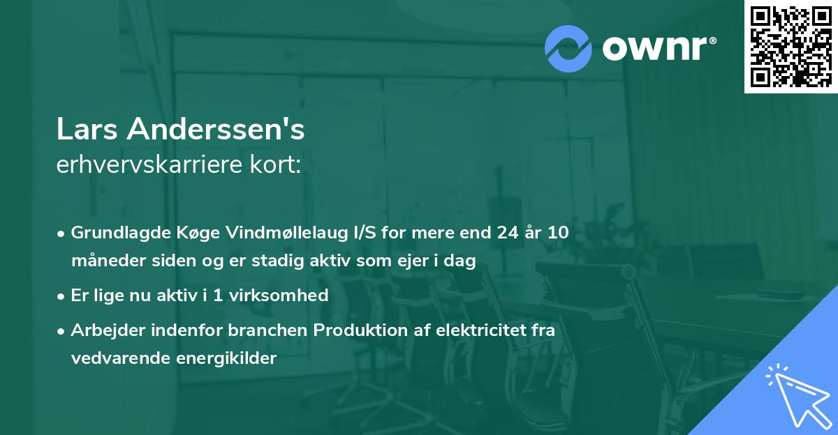 Lars Anderssen's erhvervskarriere kort