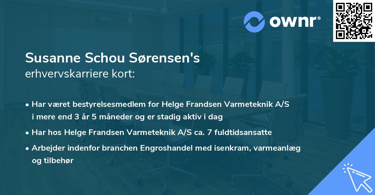 Susanne Schou Sørensen's erhvervskarriere kort