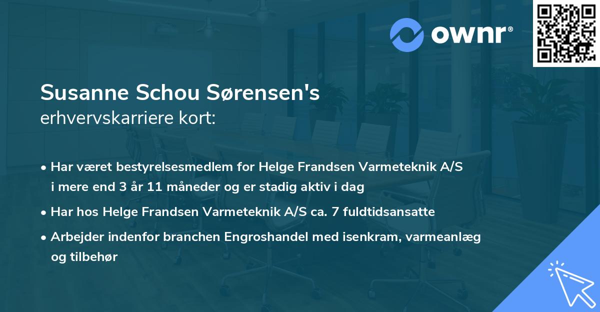 Susanne Schou Sørensen's erhvervskarriere kort