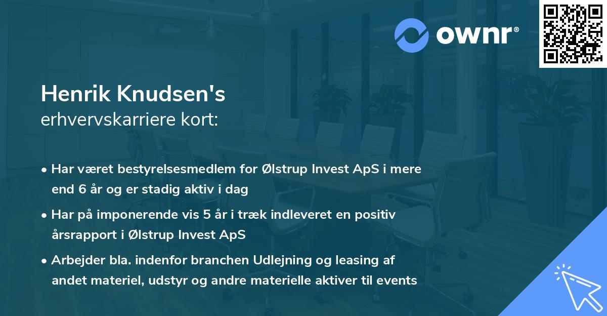 Henrik Knudsen's erhvervskarriere kort