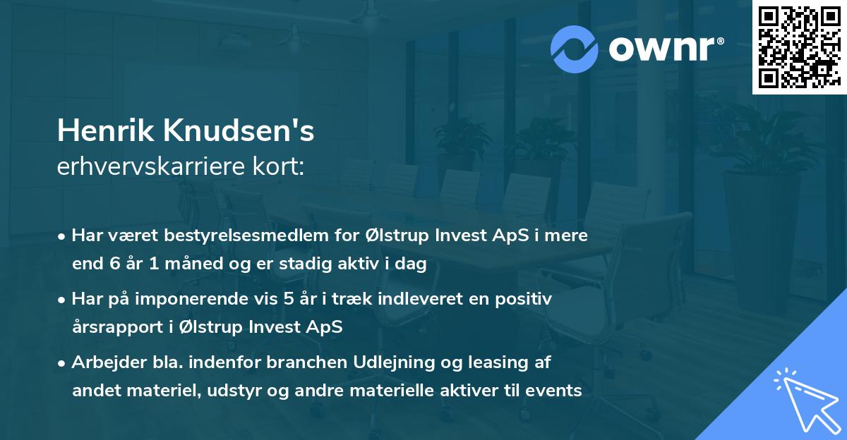 Henrik Knudsen's erhvervskarriere kort
