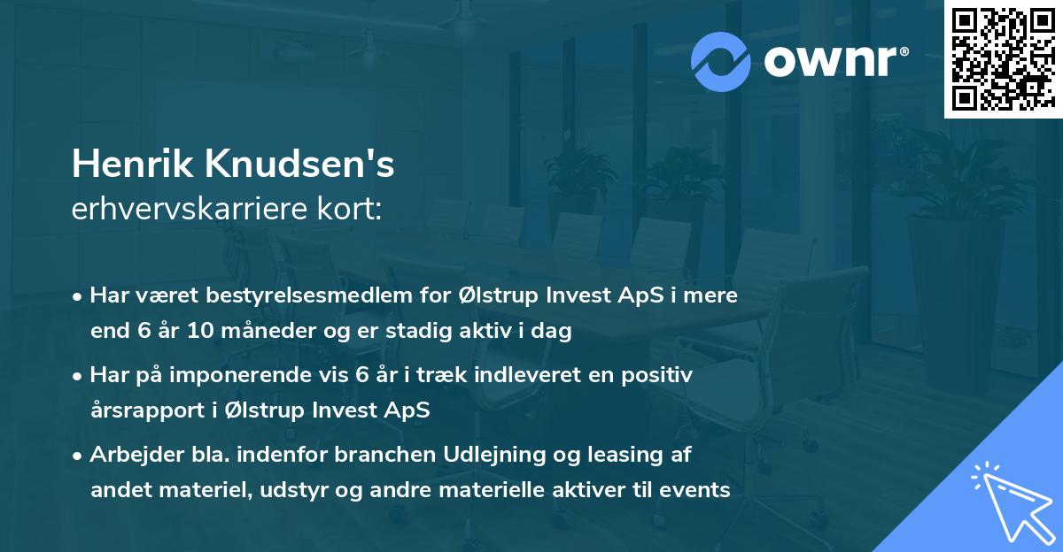 Henrik Knudsen's erhvervskarriere kort