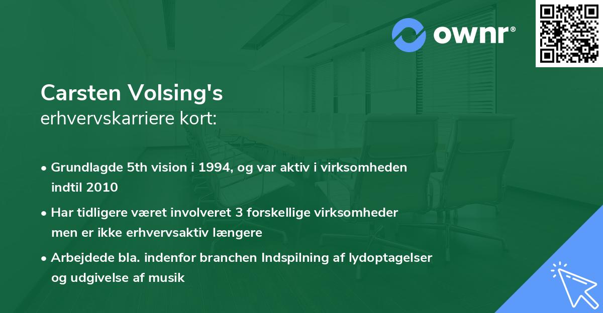 Carsten Volsing's erhvervskarriere kort