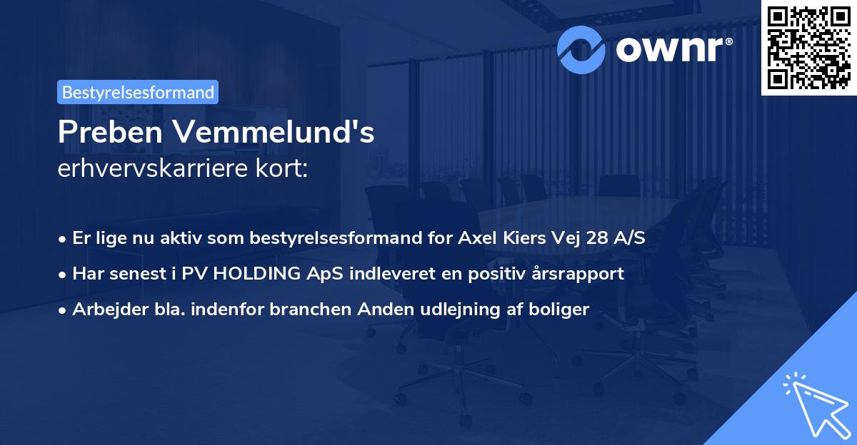 Preben Vemmelund's erhvervskarriere kort