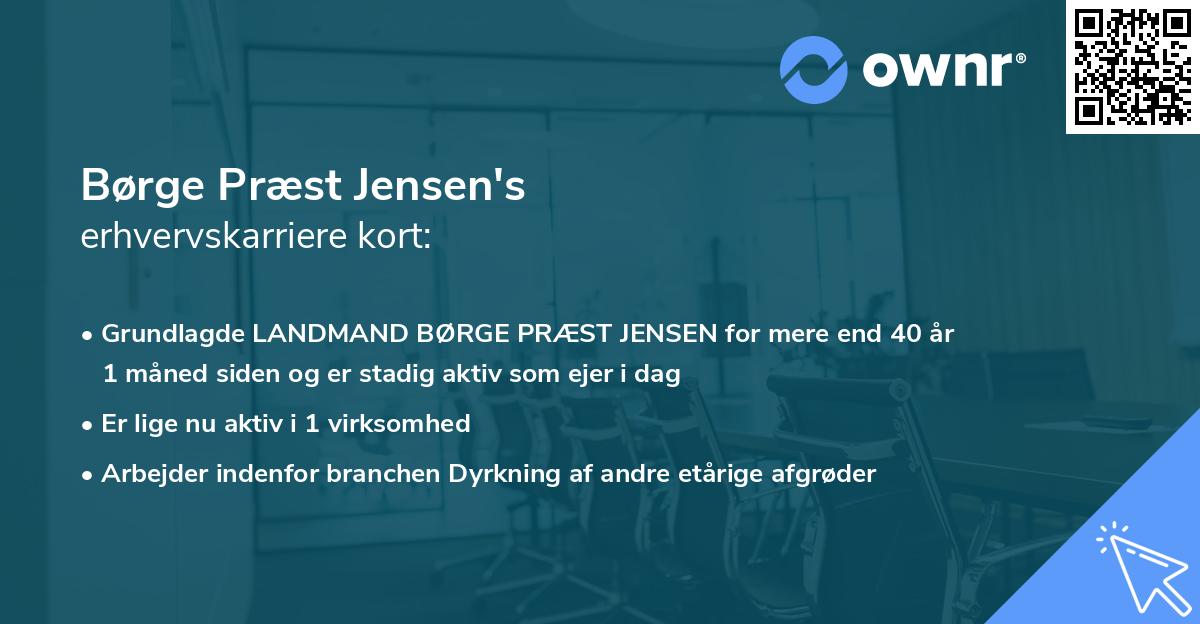 Børge Præst Jensen's erhvervskarriere kort