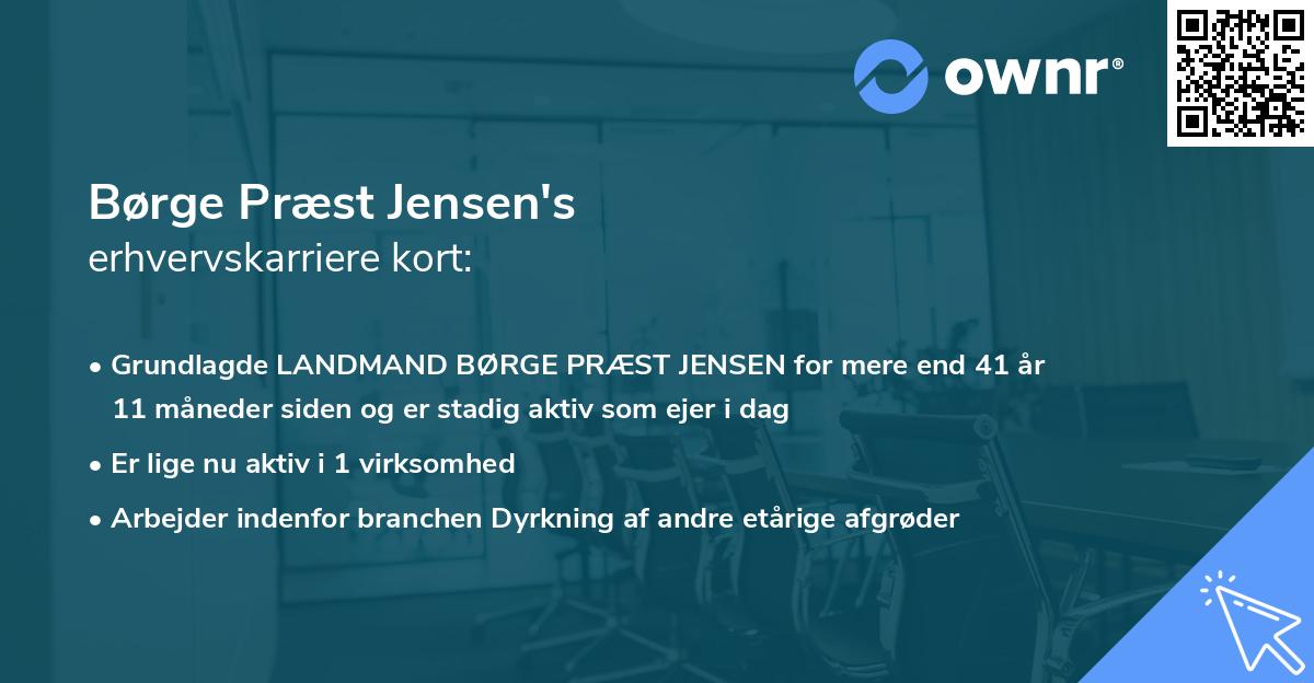 Børge Præst Jensen's erhvervskarriere kort