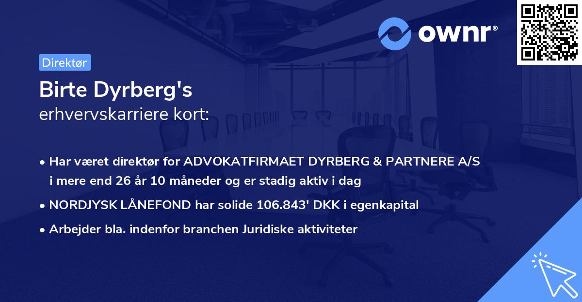 Birte Dyrberg's erhvervskarriere kort
