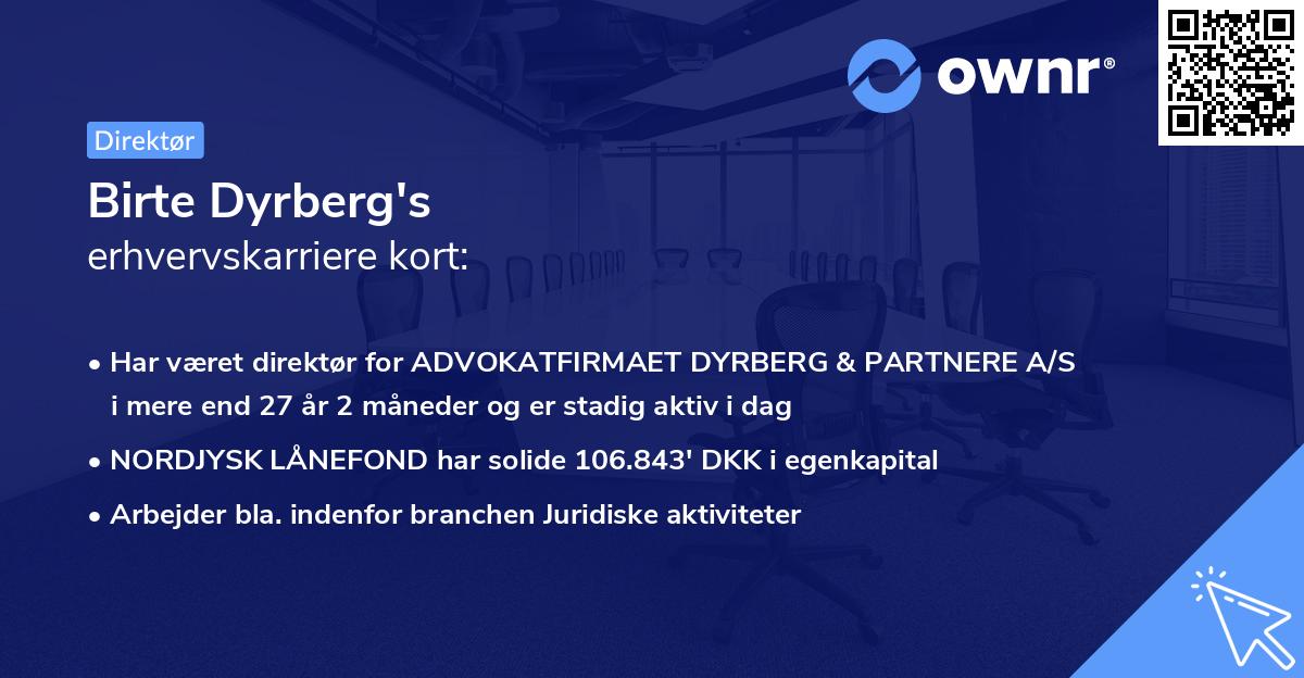 Birte Dyrberg's erhvervskarriere kort