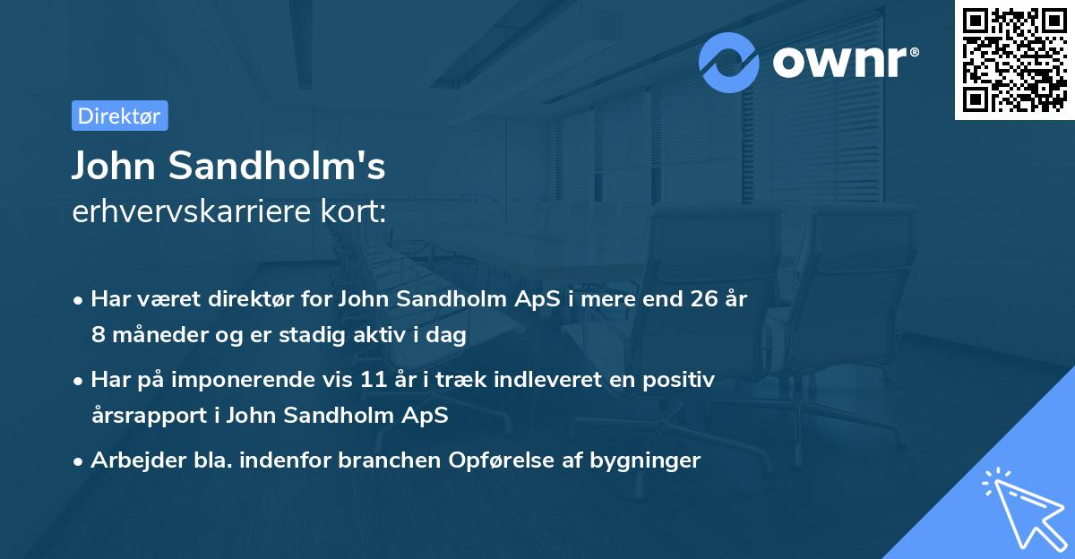 John Sandholm's erhvervskarriere kort