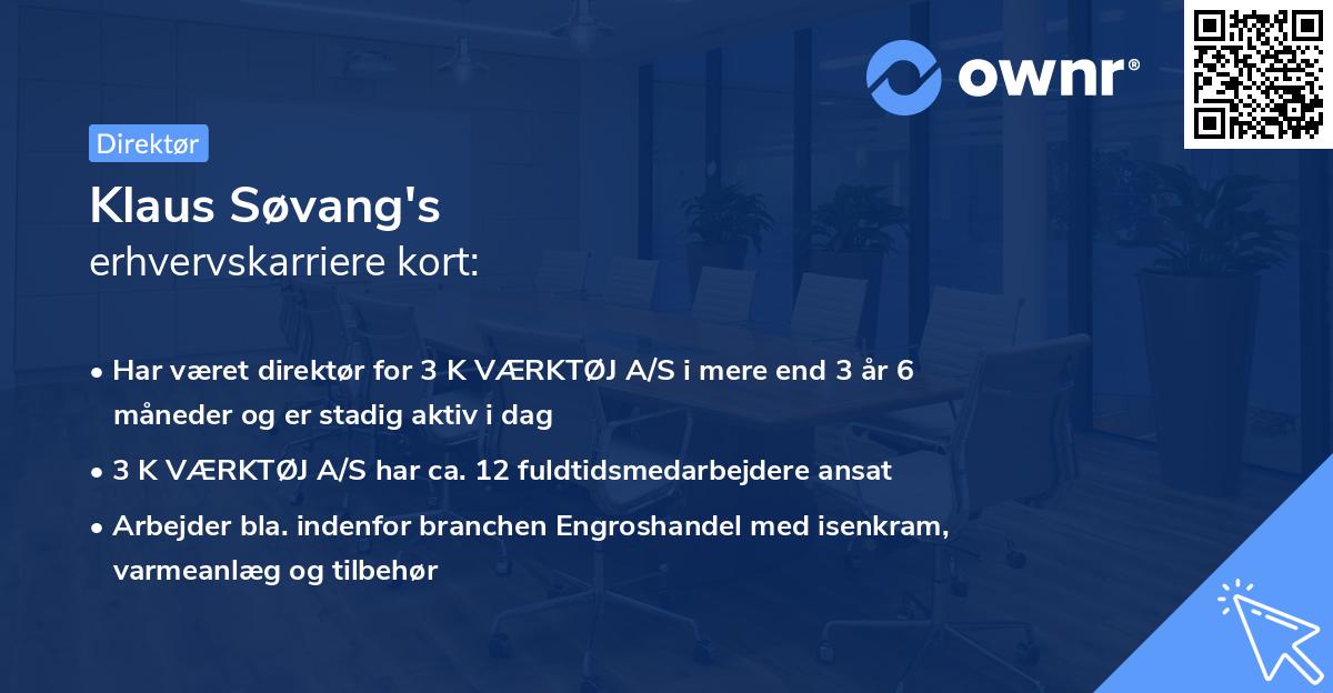 Klaus Søvang's erhvervskarriere kort