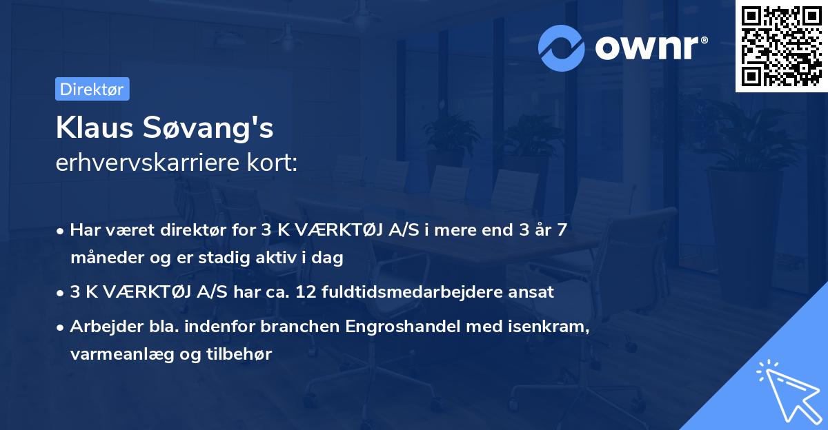 Klaus Søvang's erhvervskarriere kort
