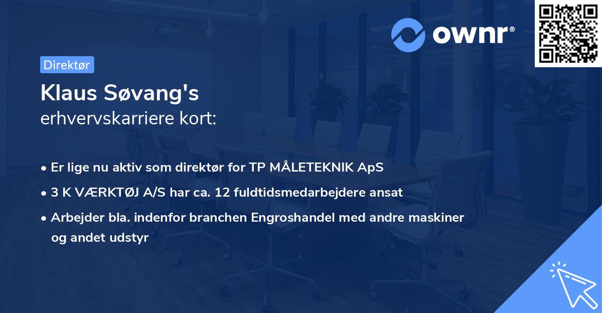 Klaus Søvang's erhvervskarriere kort