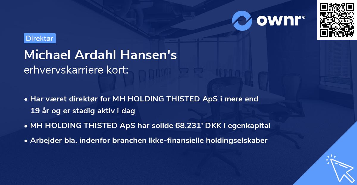 Michael Ardahl Hansen's erhvervskarriere kort