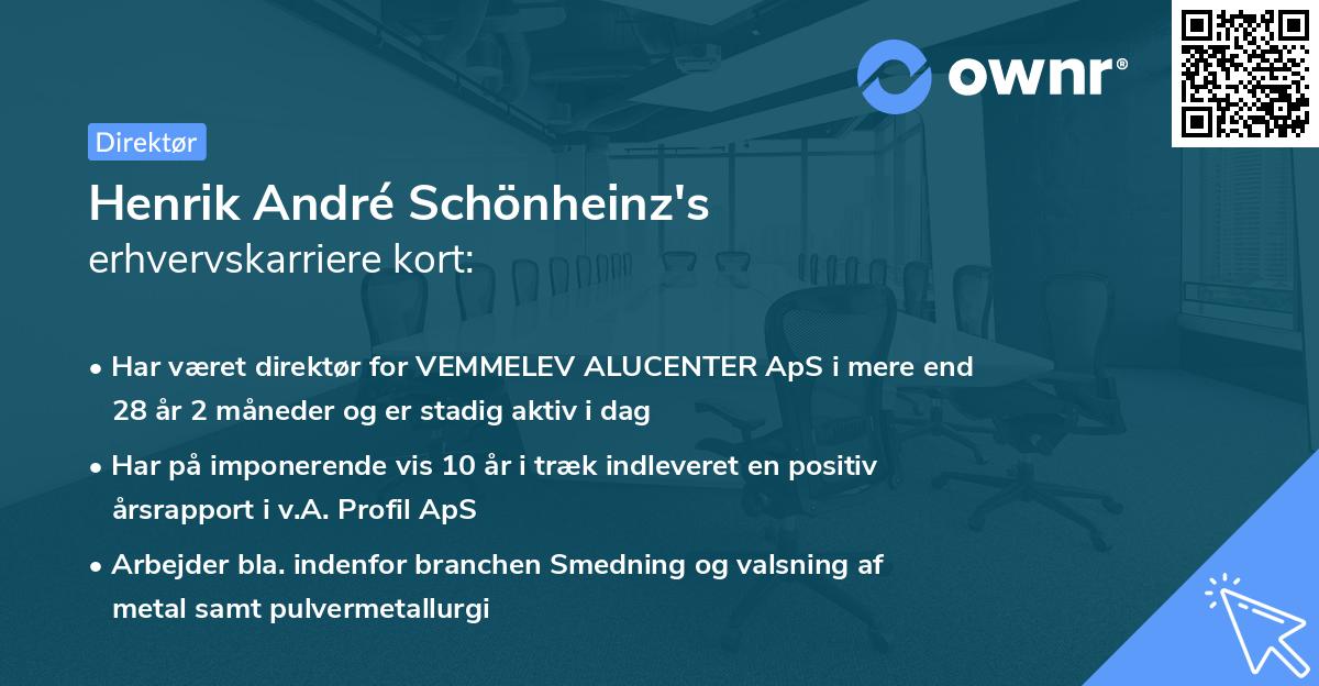 Henrik André Schönheinz's erhvervskarriere kort