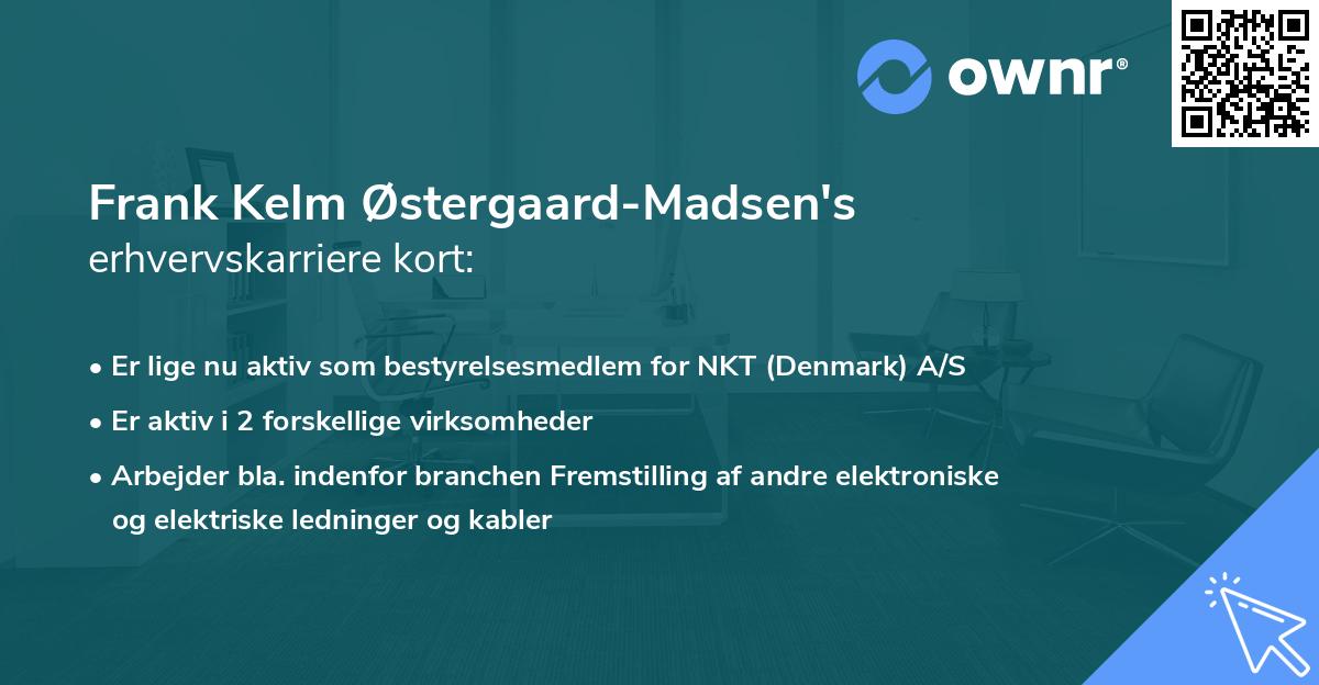 Frank Kelm Østergaard-Madsen's erhvervskarriere kort